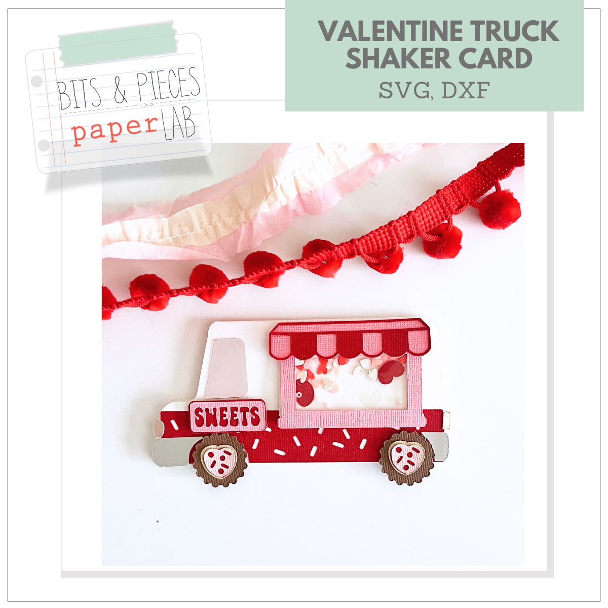 SWEETS TRUCK VALENTINE SHAKER CARD SVG