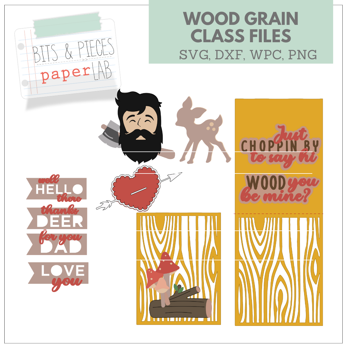 Lumberjack Dad Woodgrain Class Card Kit