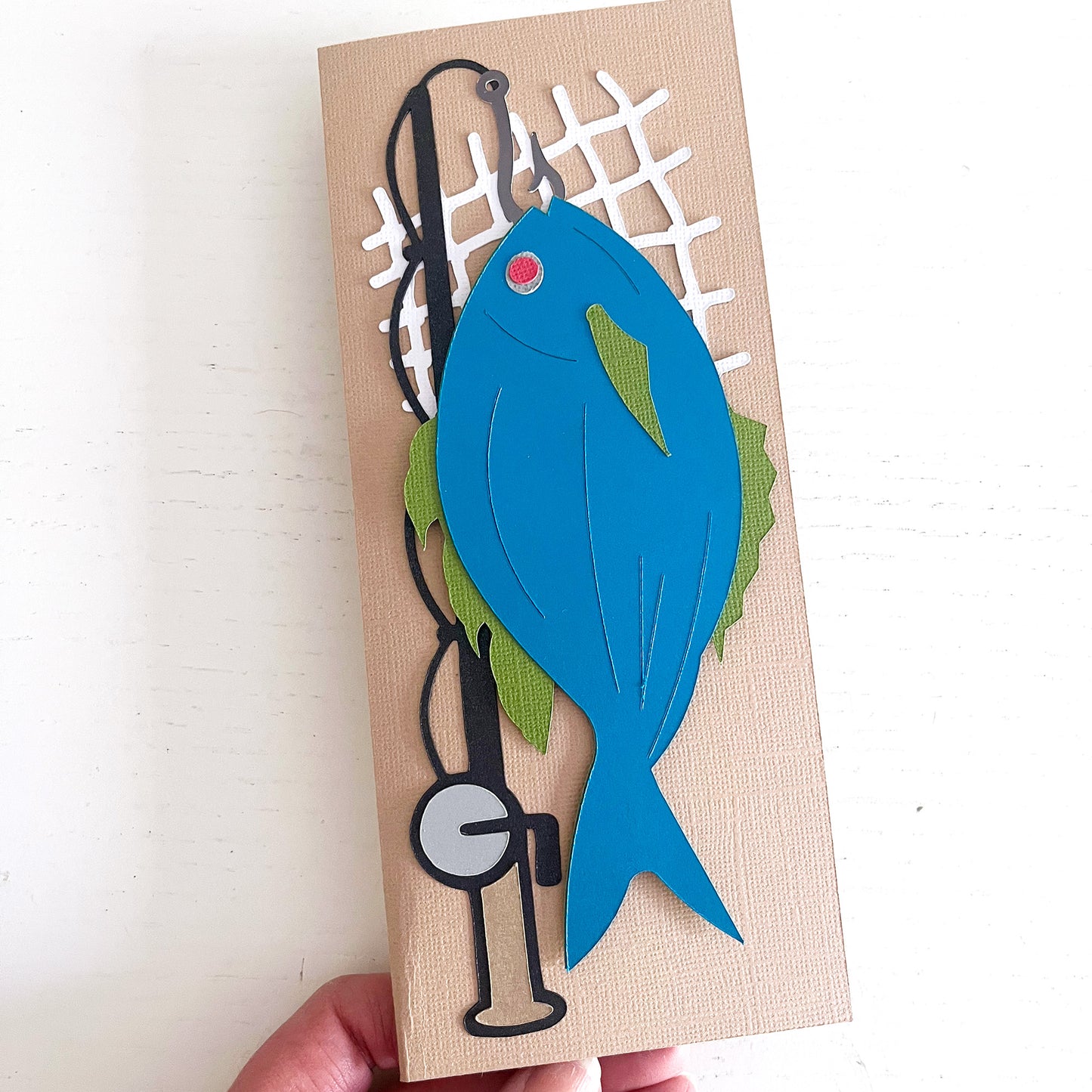 Three fishing themed handmade card SVG files for Cricut and Silhouette