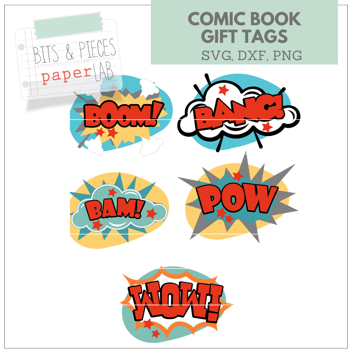 COMIC BOOK GIFT TAGS SVG
