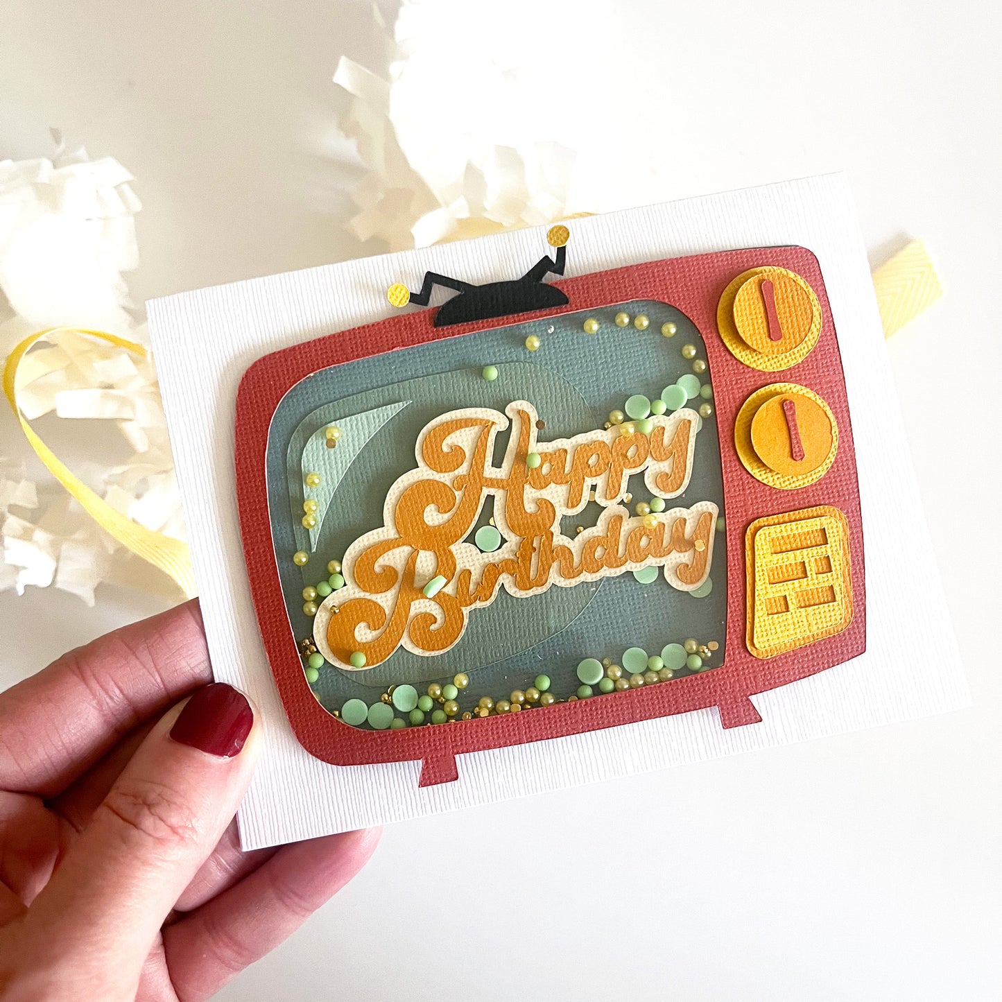 handmade shaker card files for Cricut masculine card idea
