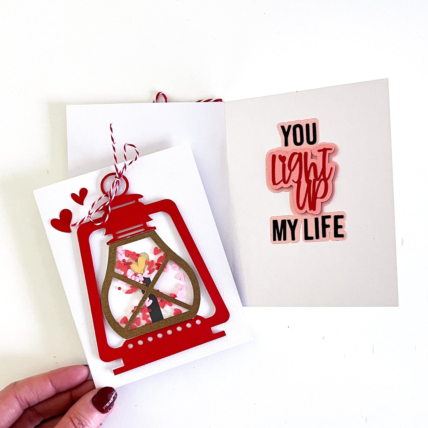 Cricut card for valentine shaker card