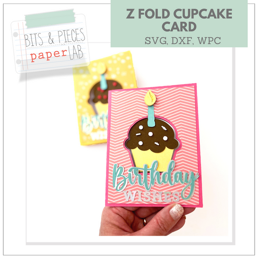 CUPCAKE Z FOLD BIRTHDAY CARD SVG