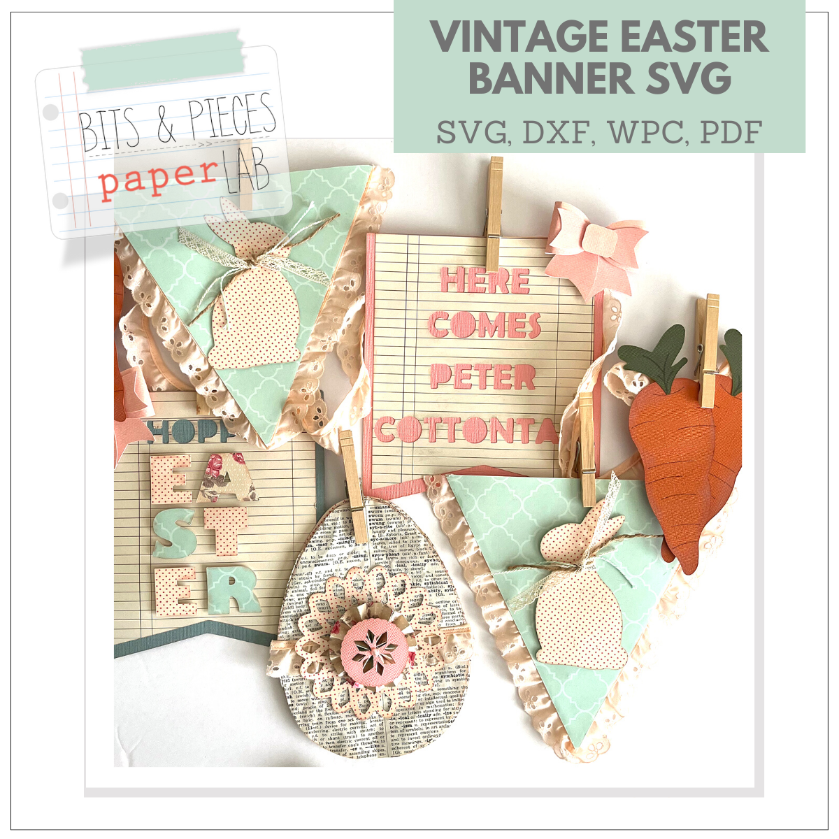 vintage easter banner svg