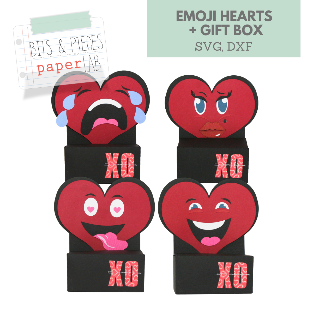 Emoji Hearts Valentine Cut Files for Cricut