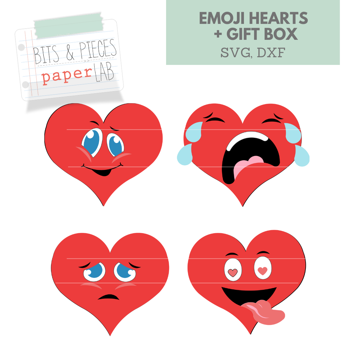 Emoji Hearts Valentine Cut Files for Cricut