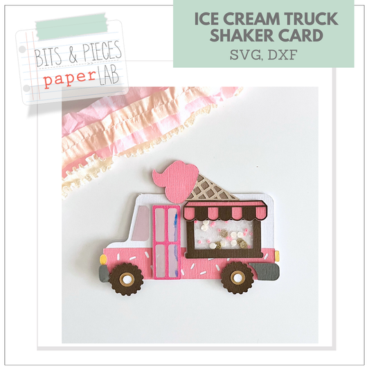 ICE CREAM TRUCK BIRTHDAY SHAKER CARD SVG