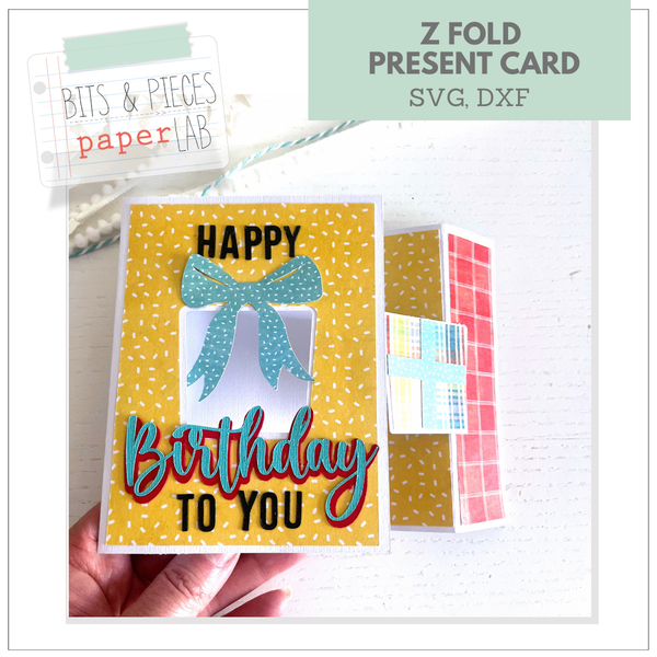 Present Z Fold Birthday Card SVG – Bits & Pieces Paper Lab