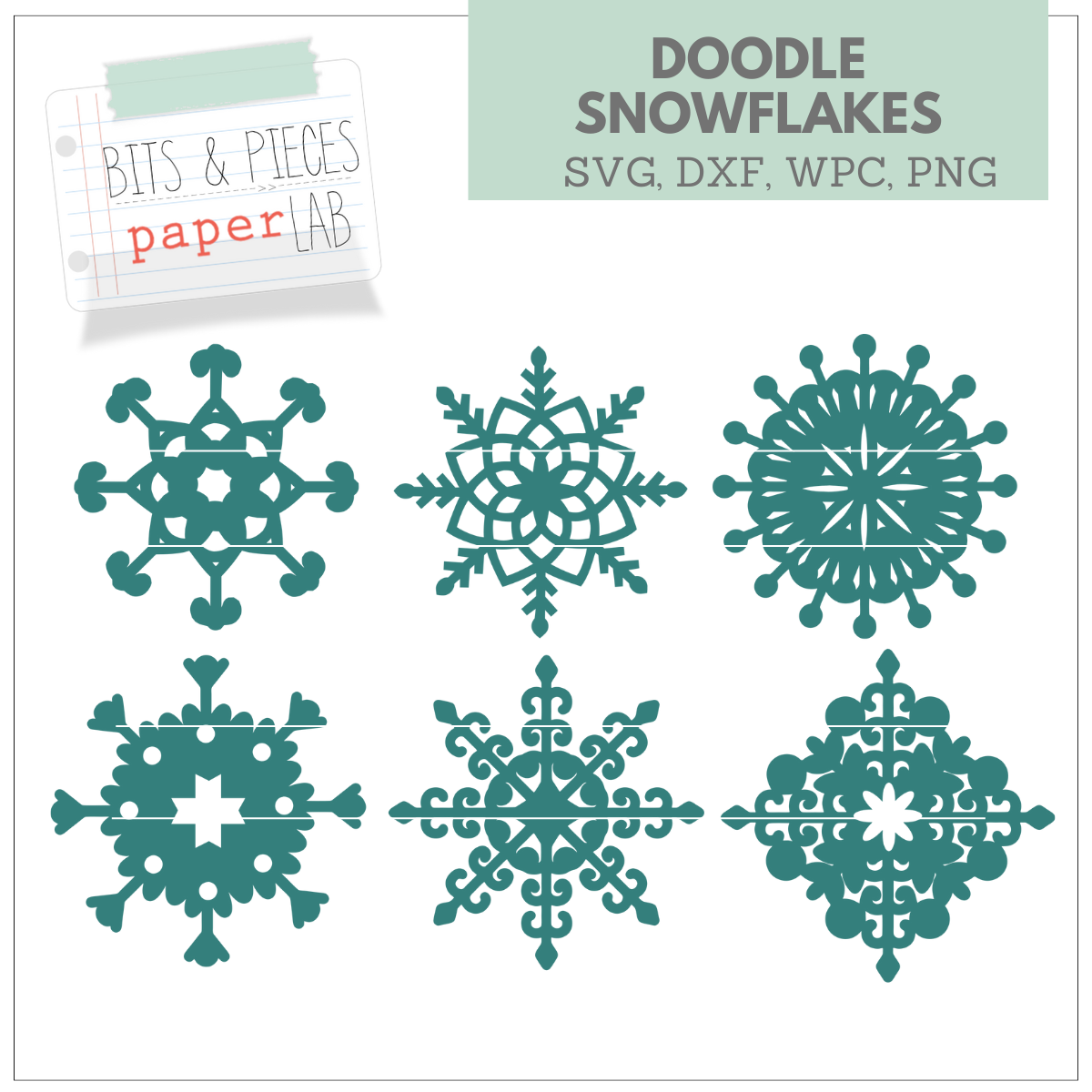 doodle snowflakes svg files for winter handmade cards