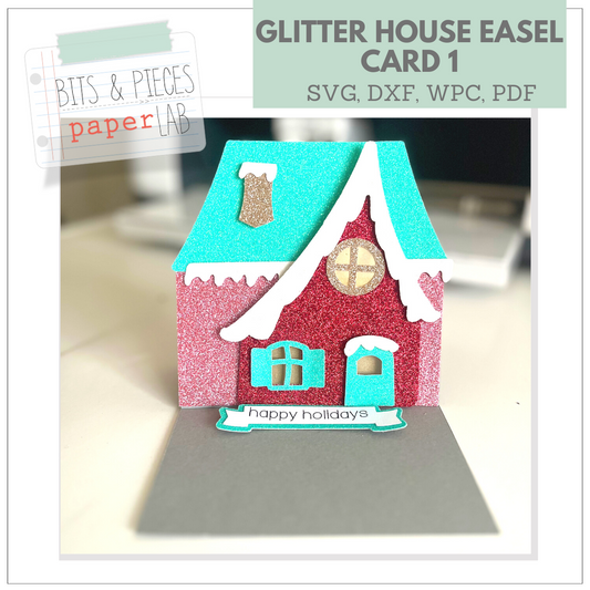 vintage inspired glitter house handmade card