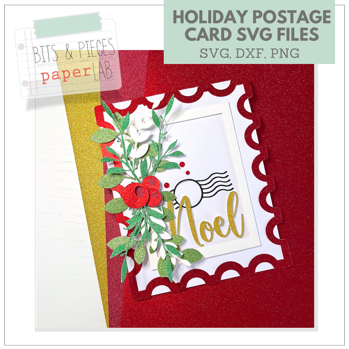 Christmas themed Christmas card SVG for Cricut cardmaking