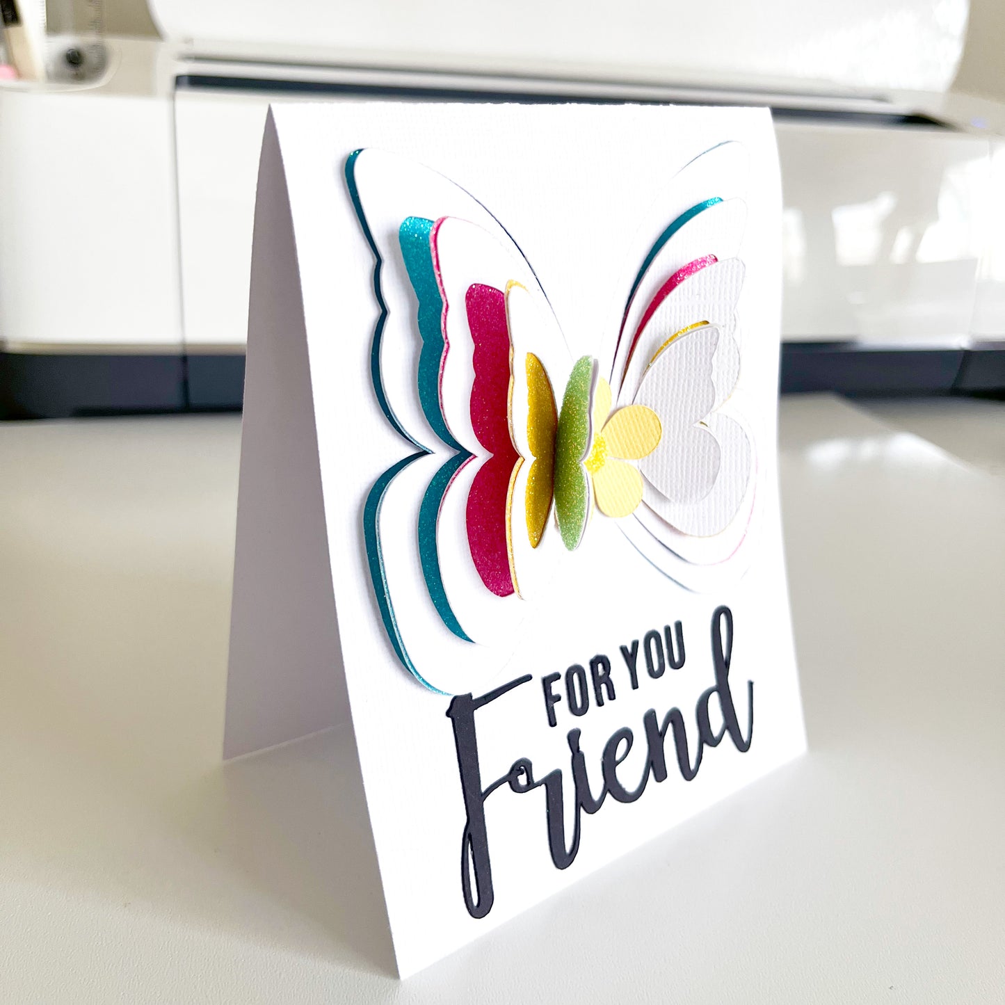 handmade card with cricut featuring a butterfly - great handmade mother's day card idea