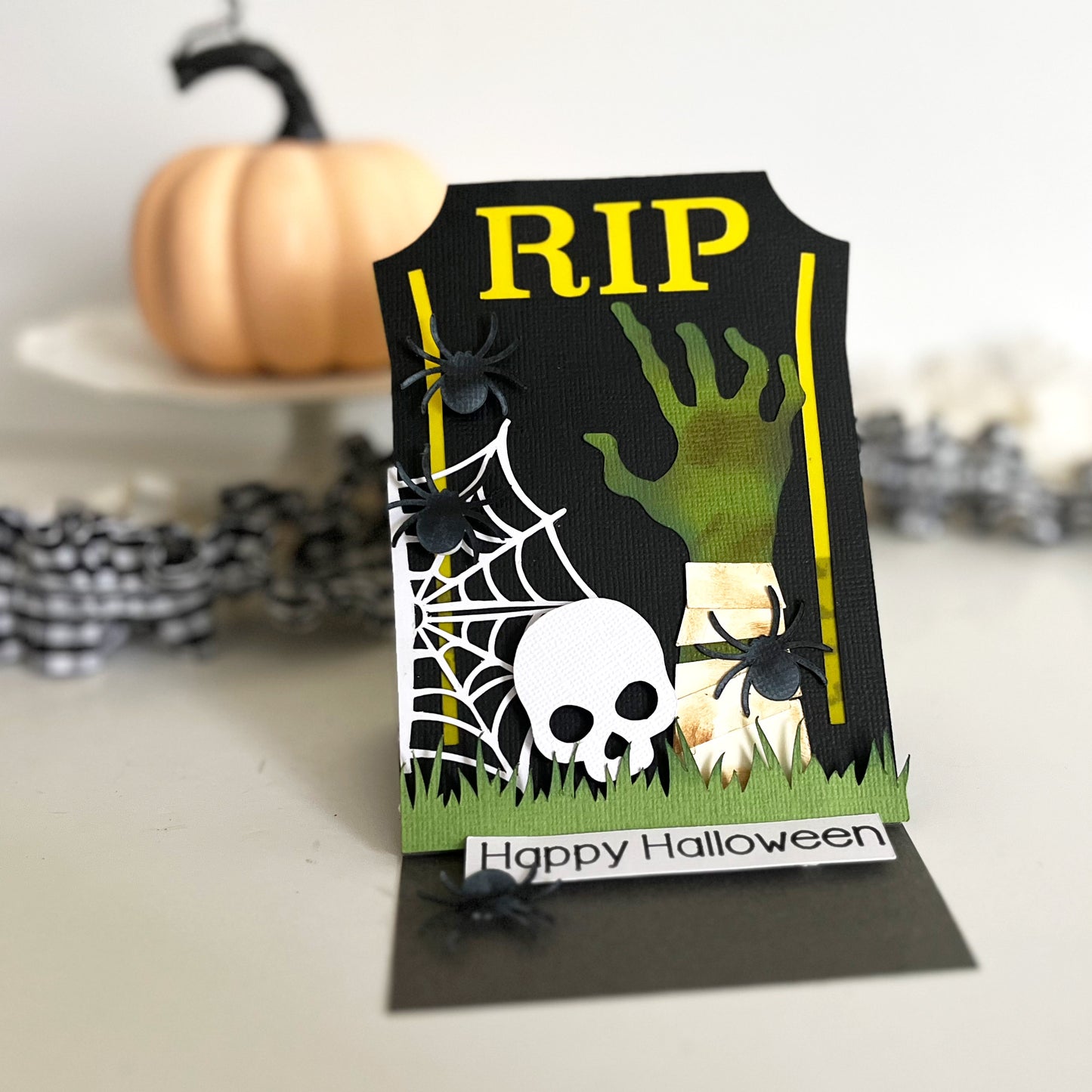 Handmade halloween card for Cricut card making. Halloween card SVG