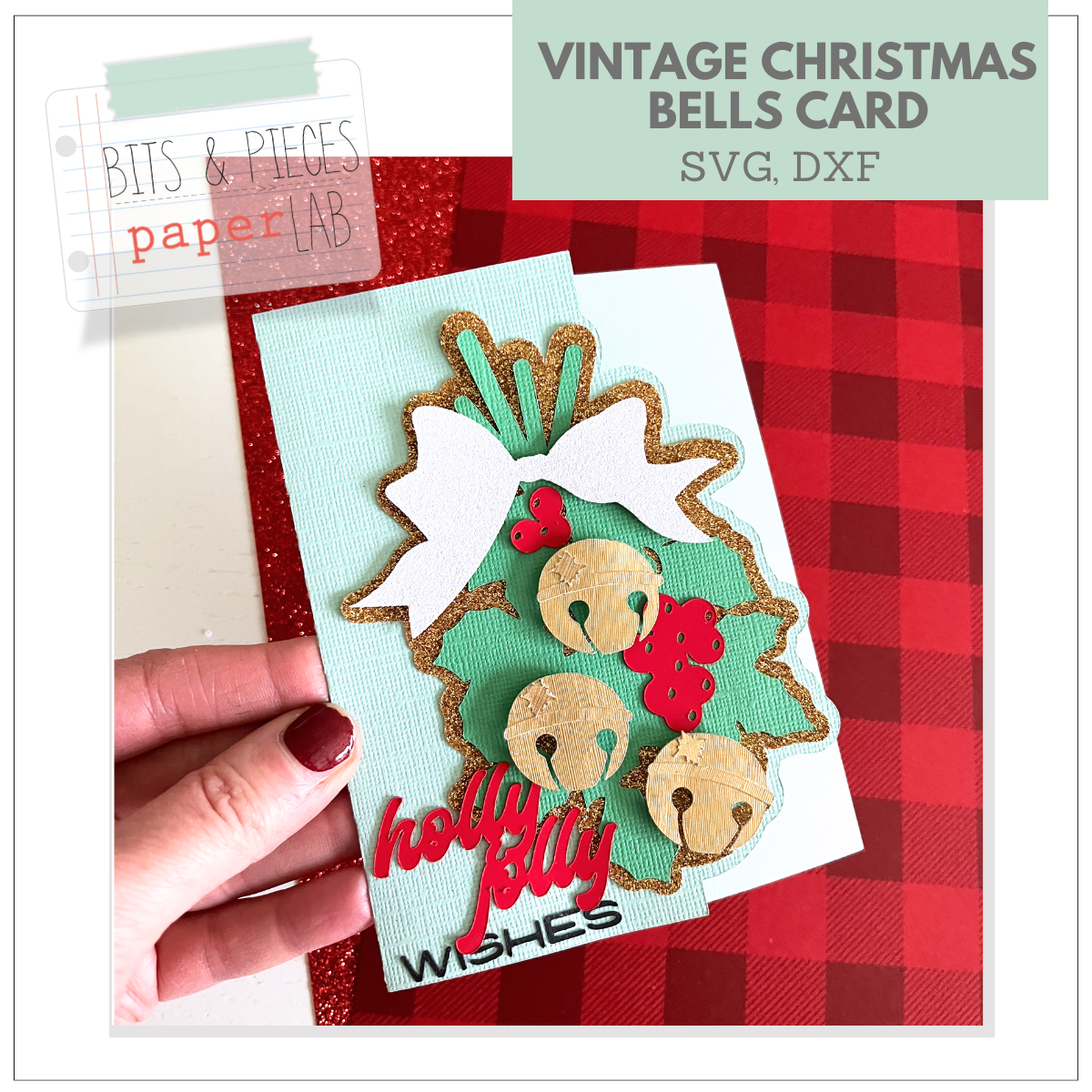 Vintage Christmas Bells Card SVG