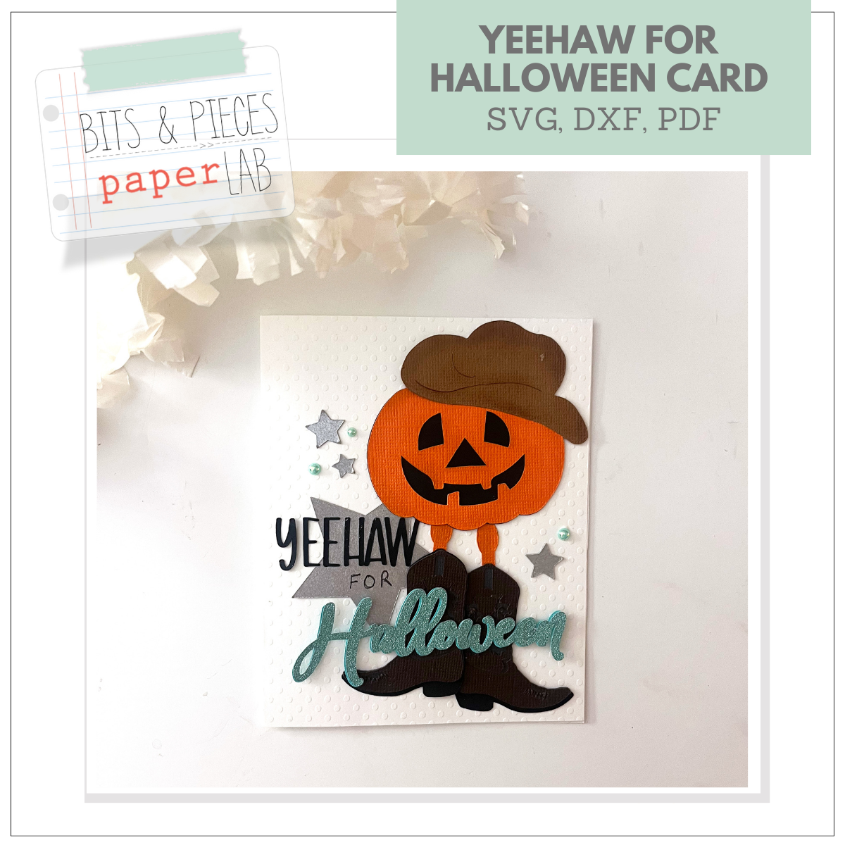 cownboy Halloween card Cricut card files