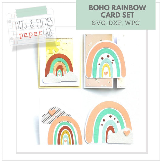 boho rainbow card set svg